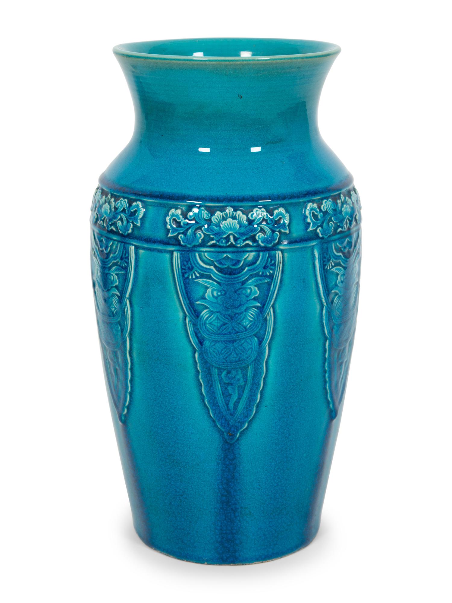 A Theodore Deck Turquoise Glazed Earthenware Vase