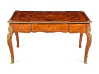 A Louis XV Style Gilt Bronze Mounted Kingwood and Marquetry Low Table
