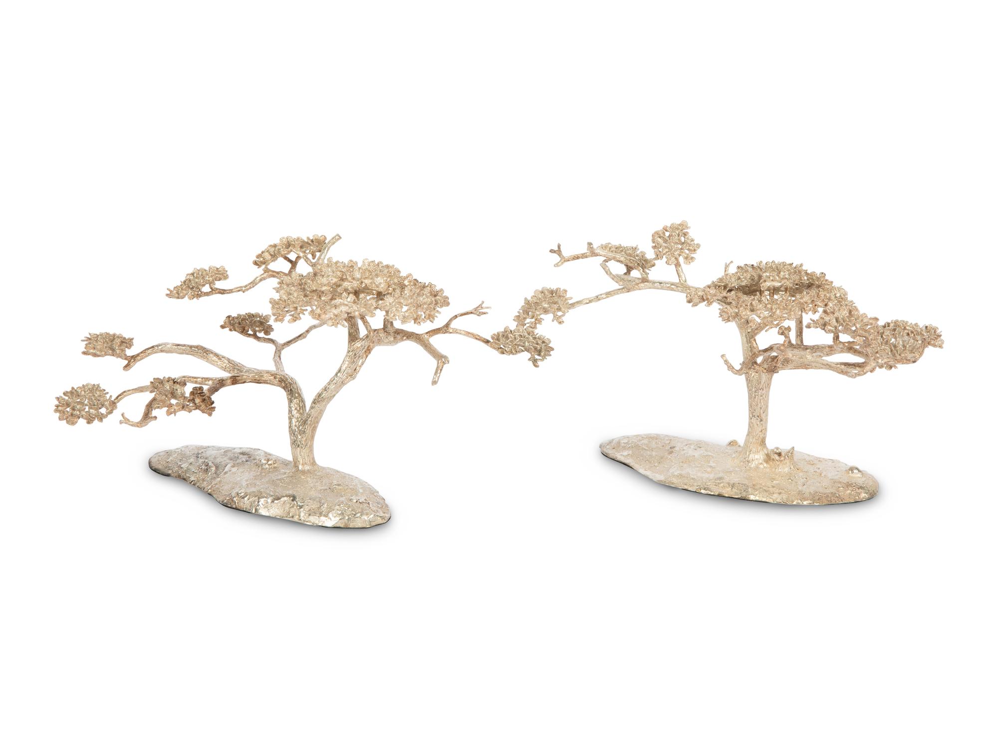 Two Patrick Mavros Silver Acacia Candelabra