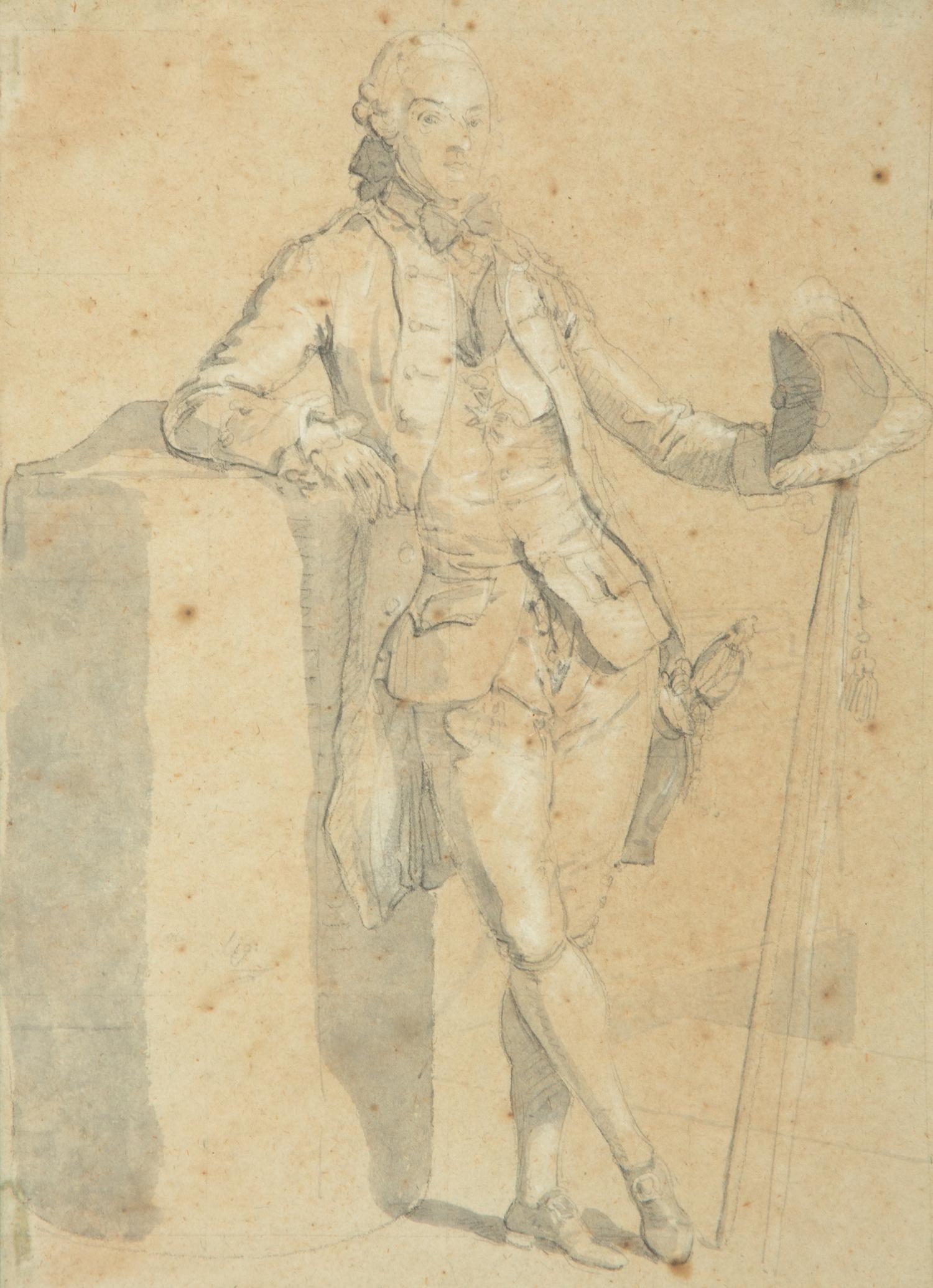 Portraits of Fashionable Gentlemen (two drawings)