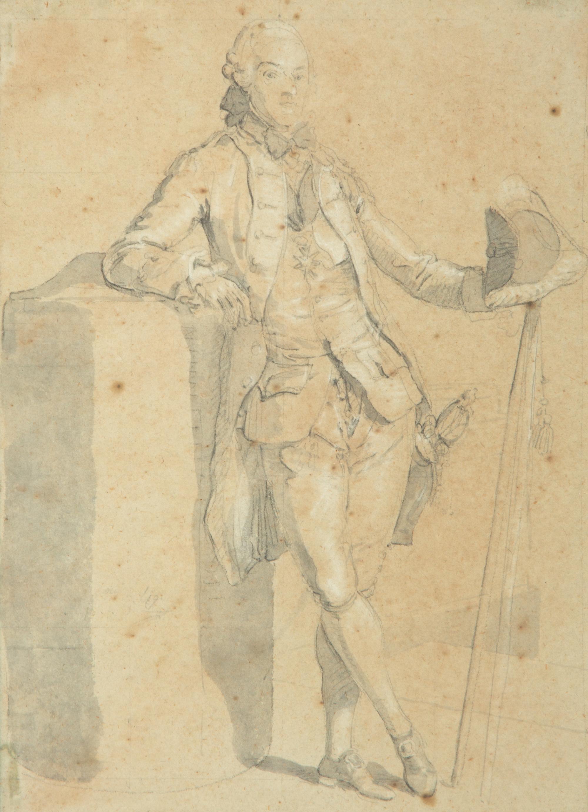 Portraits of Fashionable Gentlemen (two drawings)
