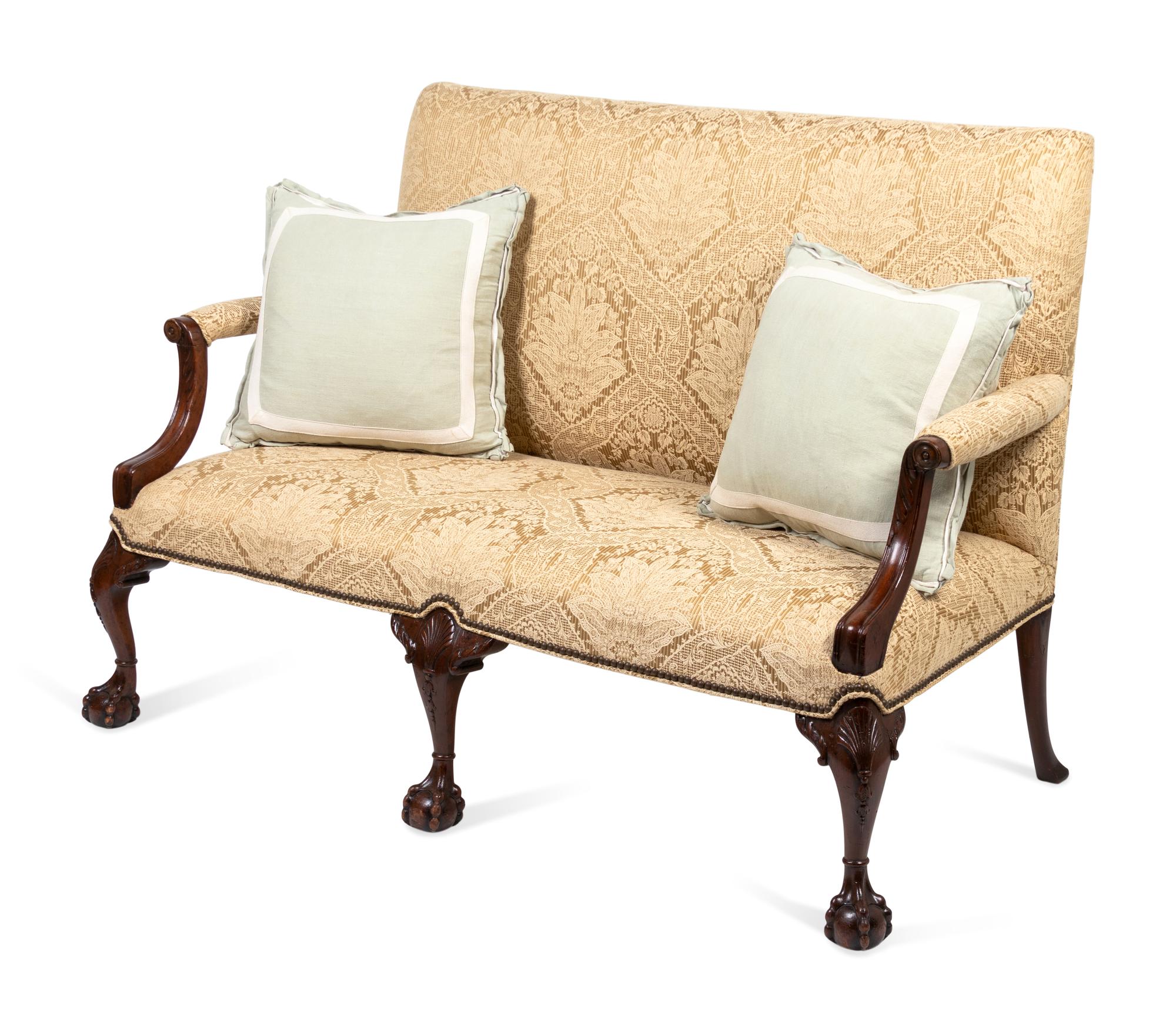 A George II Style Carved Mahogany Settee