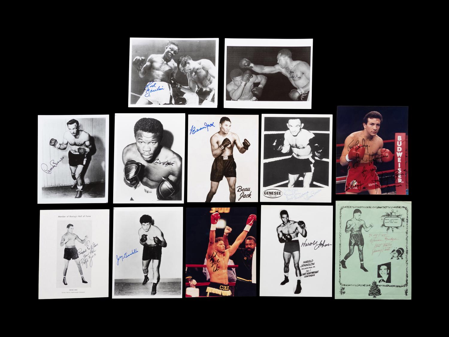 A Group of 29 Autographs from 20th Century Boxing Champions and Notables,