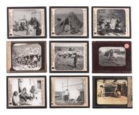 [WESTERN AMERICANA]. A group of magic lantern slides with Native American and western subject matter, including: