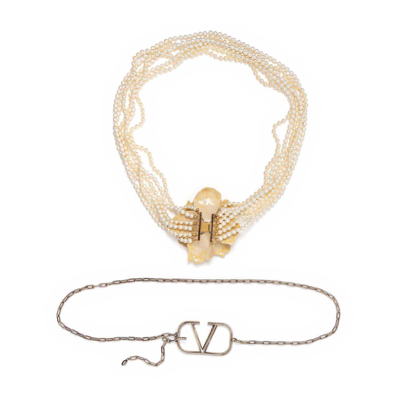 VALENTINO, FLOWER NECKLACE & CHAIN BELT
