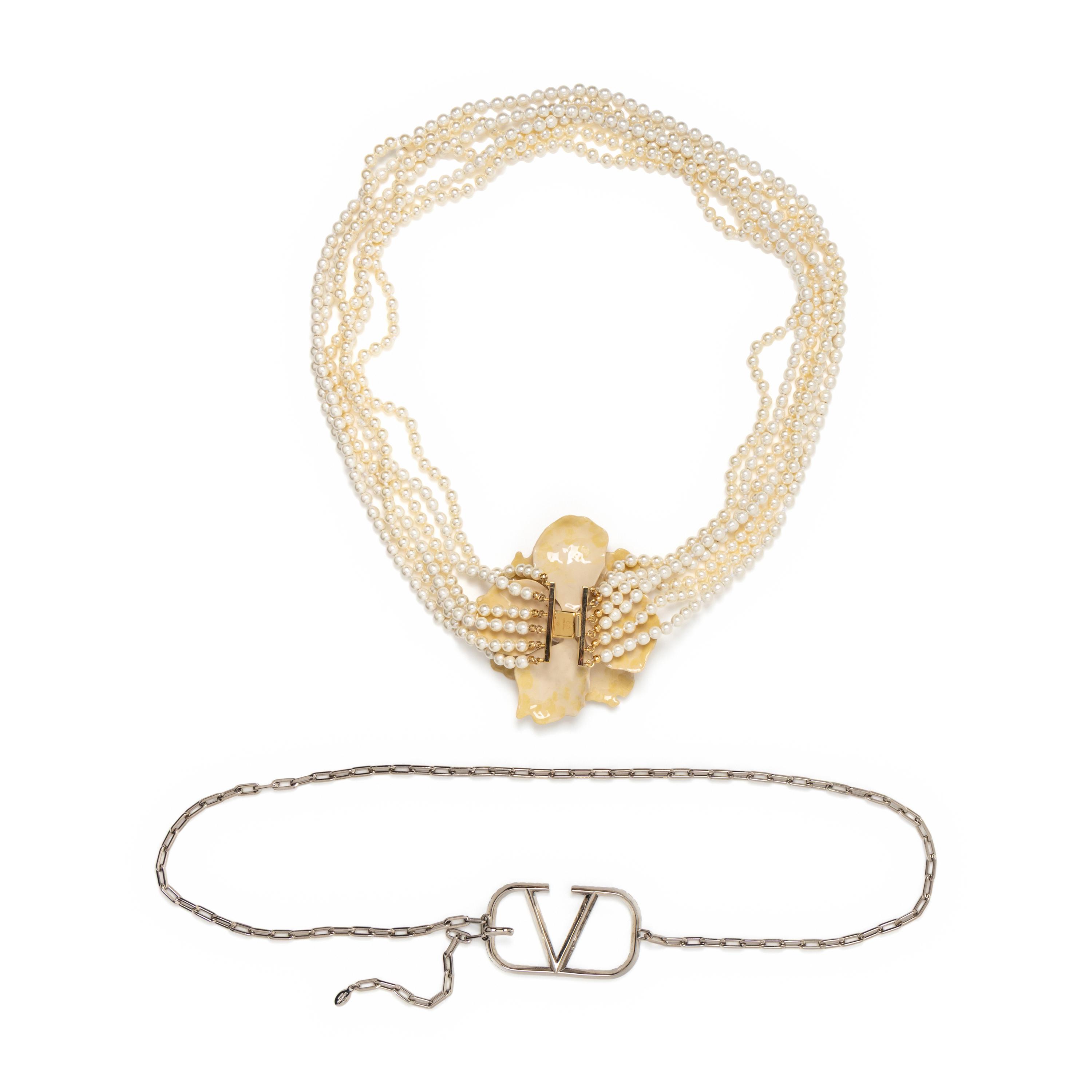 VALENTINO, FLOWER NECKLACE & CHAIN BELT