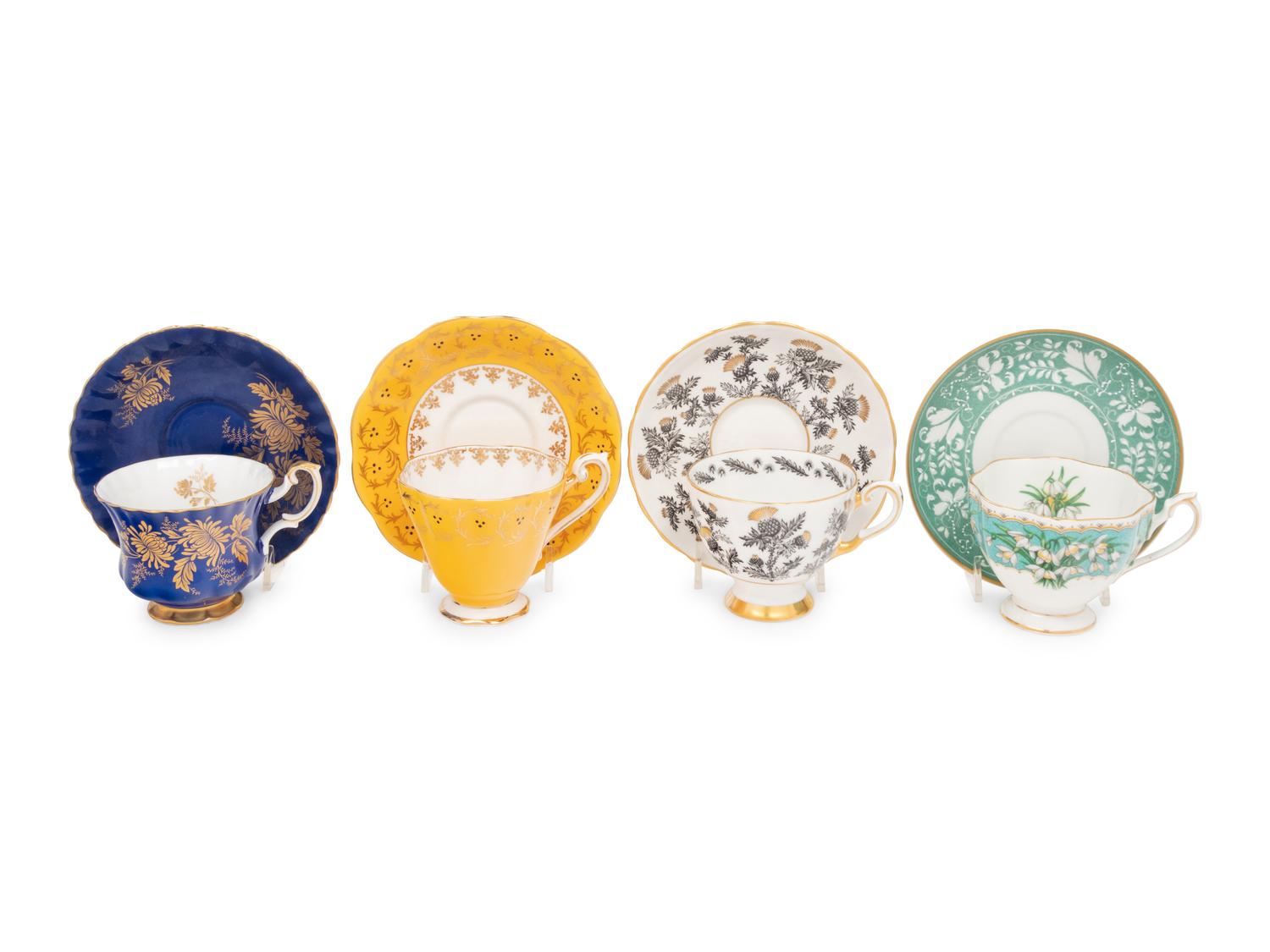 A Collection of Porcelain Cups and Saucers
