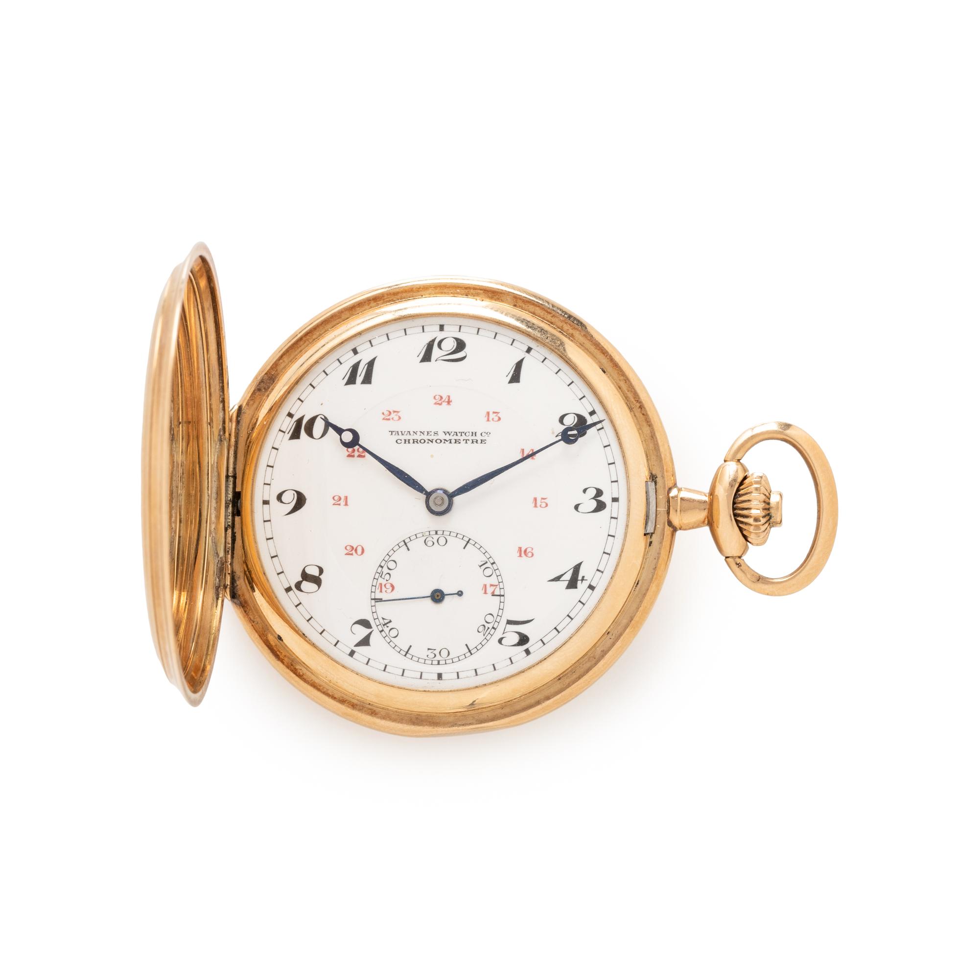 TAVANNES WATCH CO., 14K YELLOW GOLD POCKET WATCH