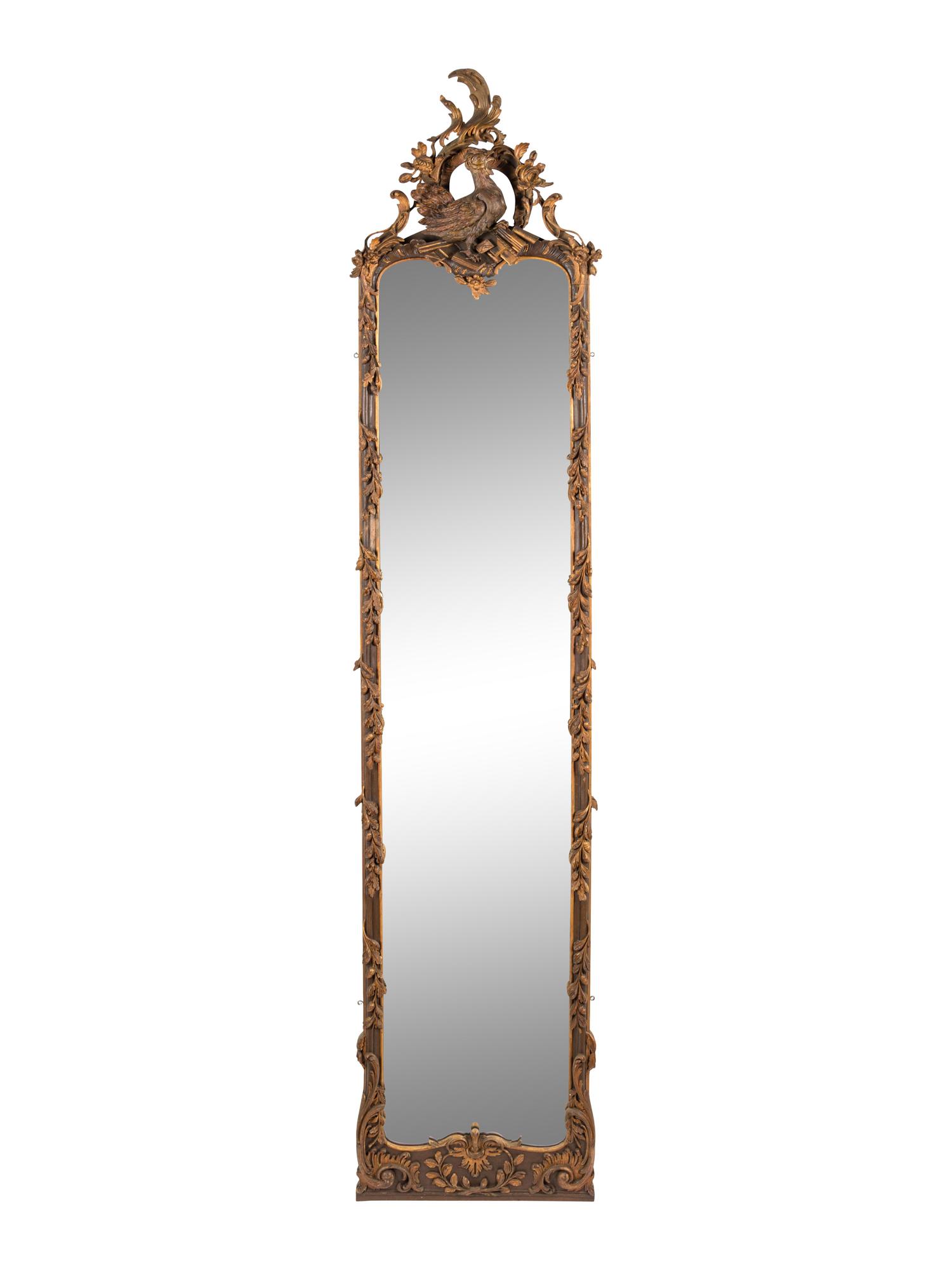 A Continental Painted and Parcel Gilt Pier Mirror