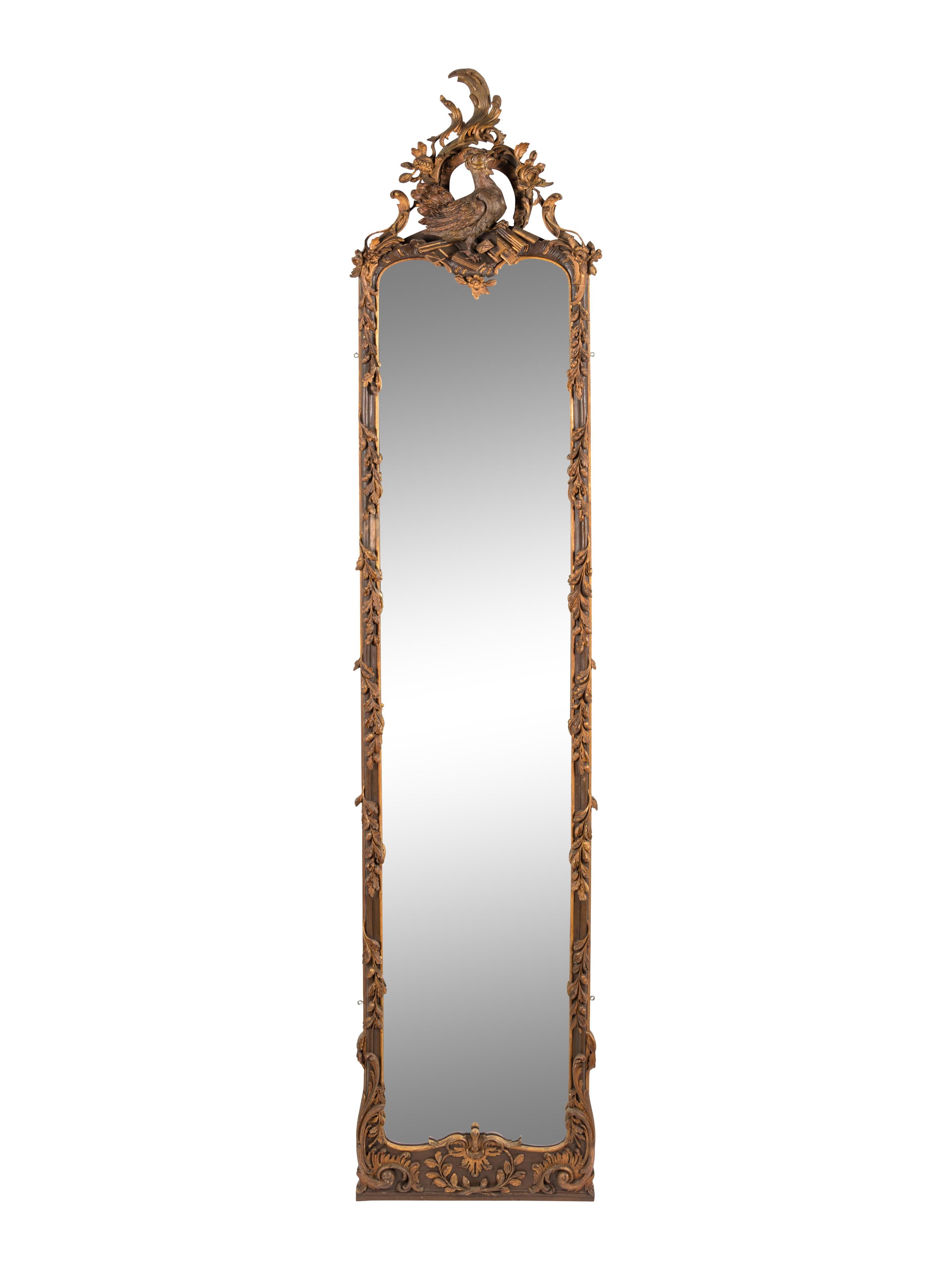 A Continental Painted and Parcel Gilt Pier Mirror