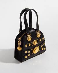 A Gianni Versace Black Mini Medusa Bag, 6" x 6.75" x 2.75"; Handle drop: 4".