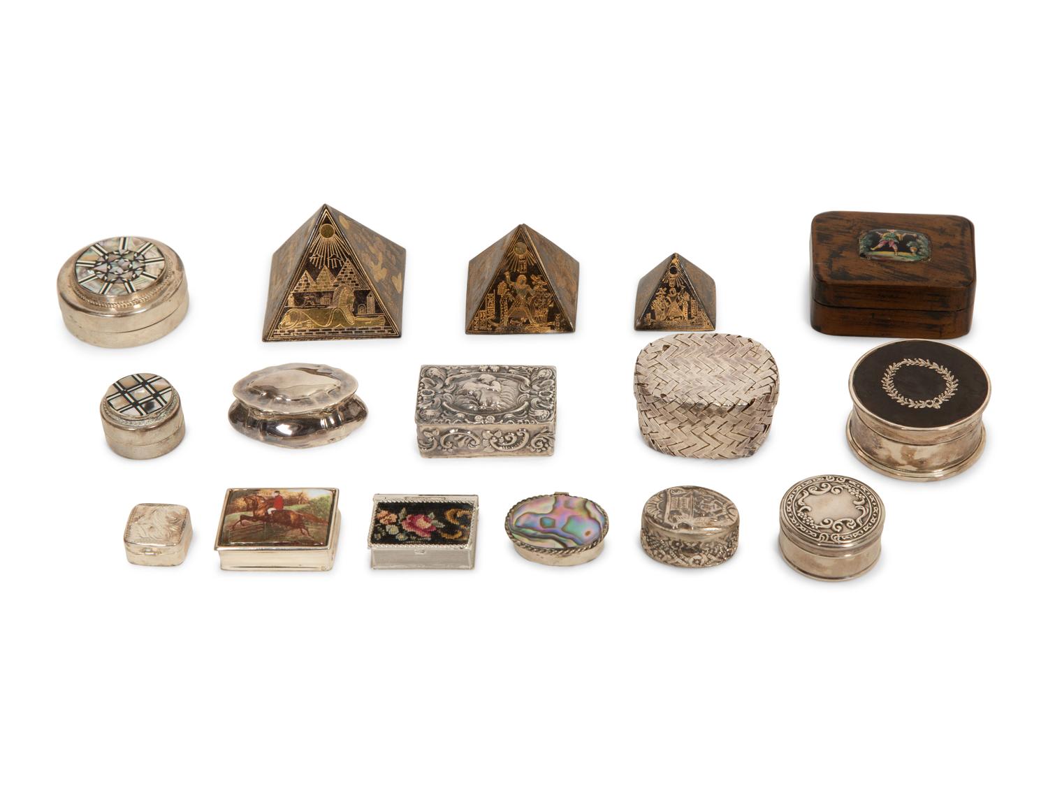 A Collection of Silver Pill Boxes