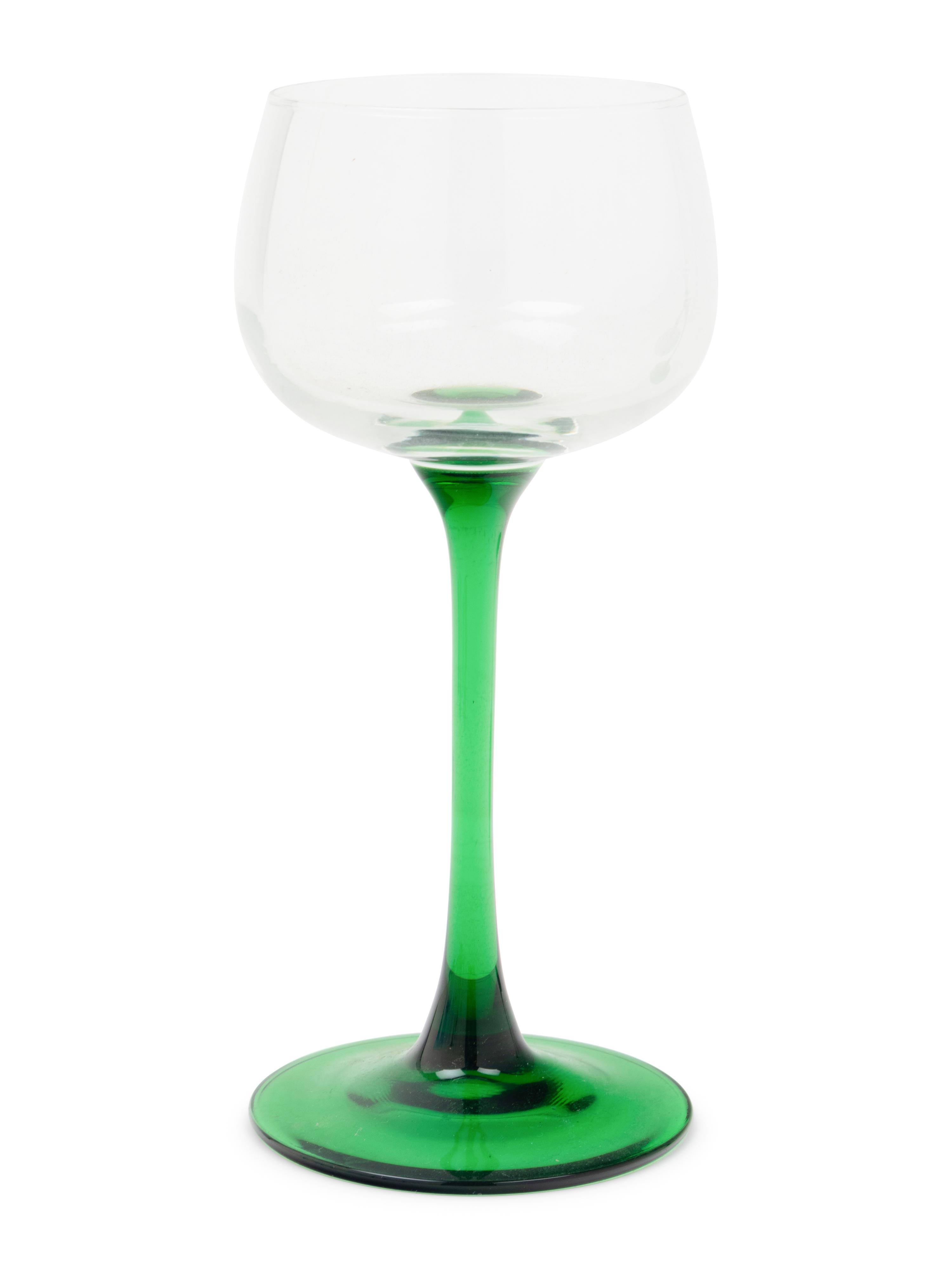 A Collection of Colored Glass Stemware