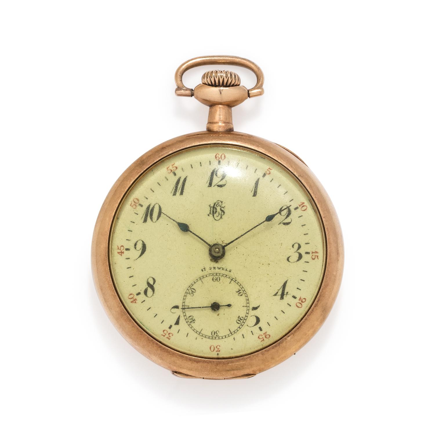 14K YELLOW GOLD OPEN FACE POCKET WATCH