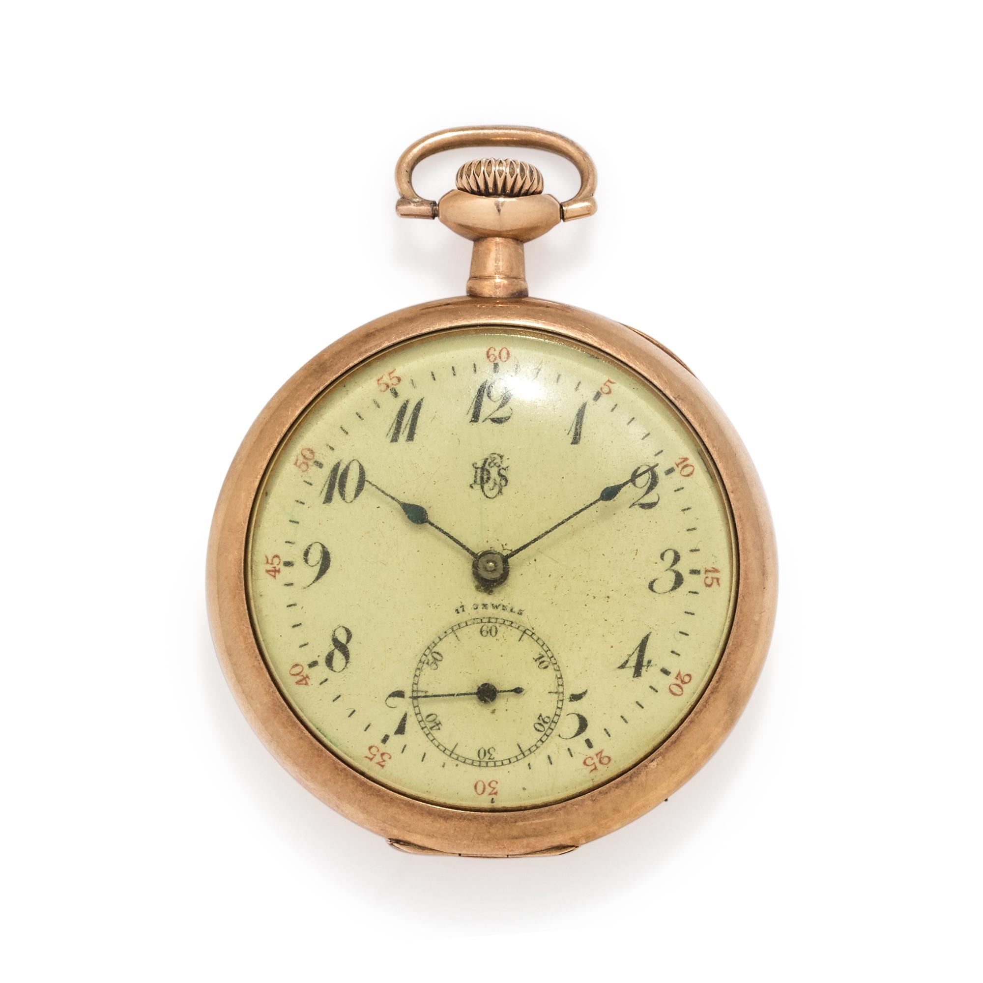 14K YELLOW GOLD OPEN FACE POCKET WATCH