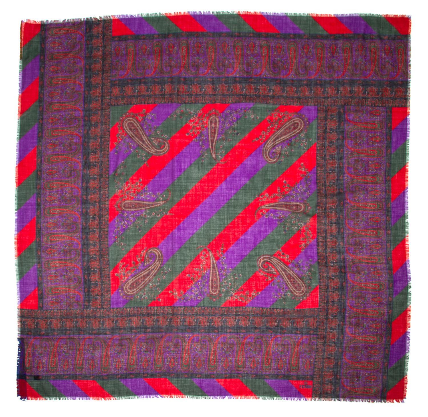 A Fendi Multicolor Paisley Wool Scarf, 54" x 54".