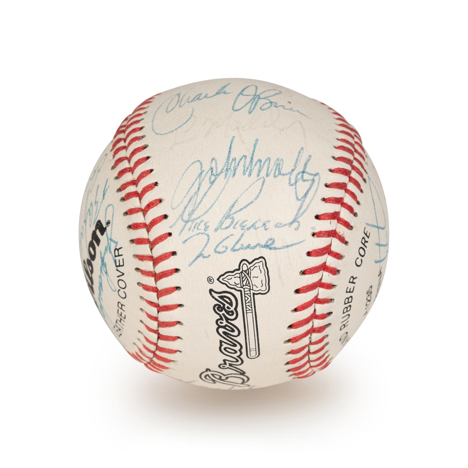 A 1994 Atlanta Braves Team Signed Autograph Baseball With 27 Signatures (Beckett Authentication Services Letter BAS Certified),