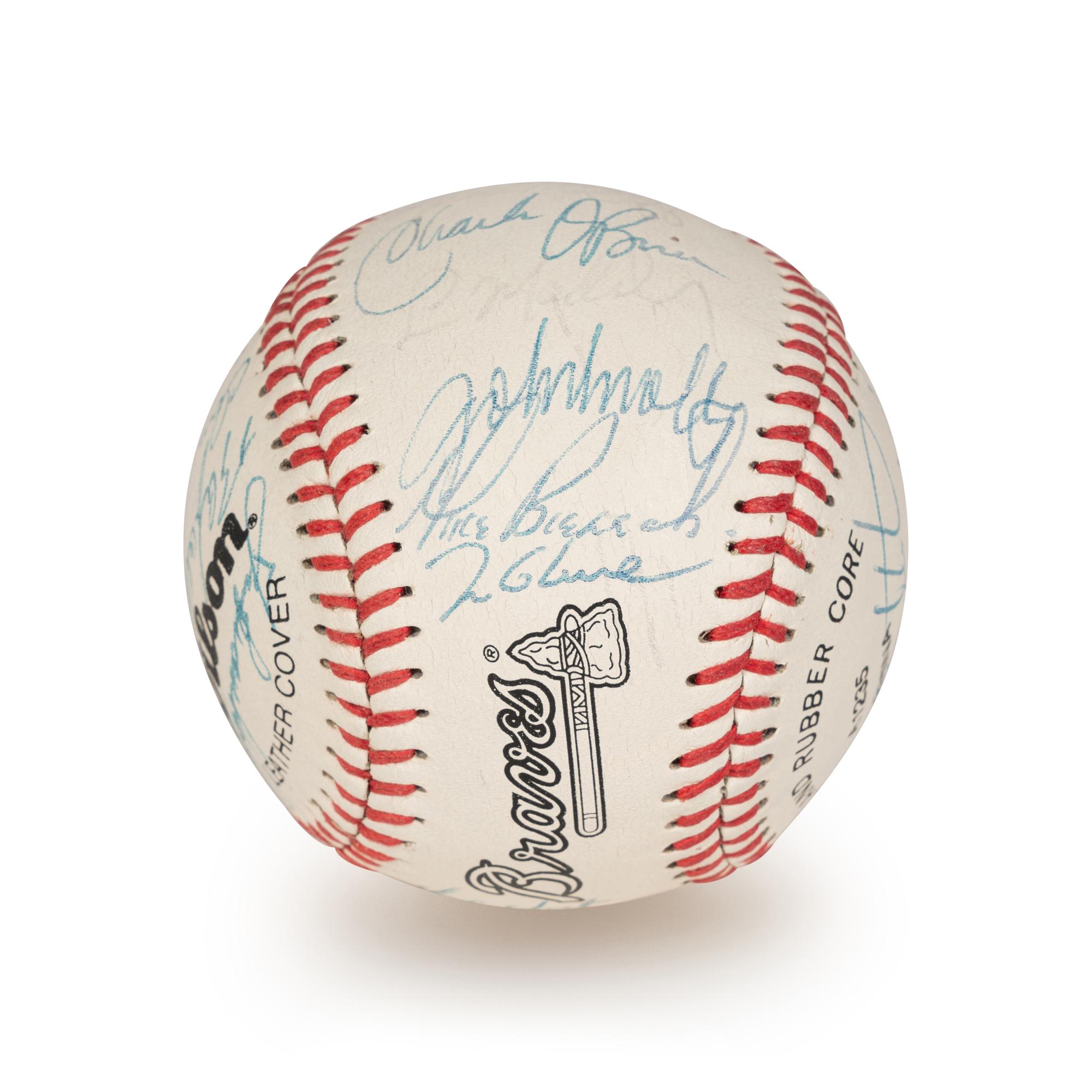 A 1994 Atlanta Braves Team Signed Autograph Baseball With 27 Signatures (Beckett Authentication Services Letter BAS Certified),
