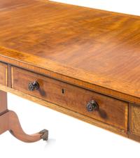 A George III Style Mahogany, Amboyna, Tulipwood and Satinwood Sofa Table