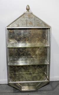 A Silvered and Gilt Decorated Hanging Vitrine Height 43 x width 21 x depth 6 3/4 inches. — MID TO LATE 20TH CENTURY
