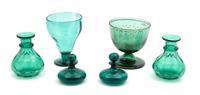 A Group of English Bristol Green Glassware Height of tallest 7 inches. — 19TH CENTURY