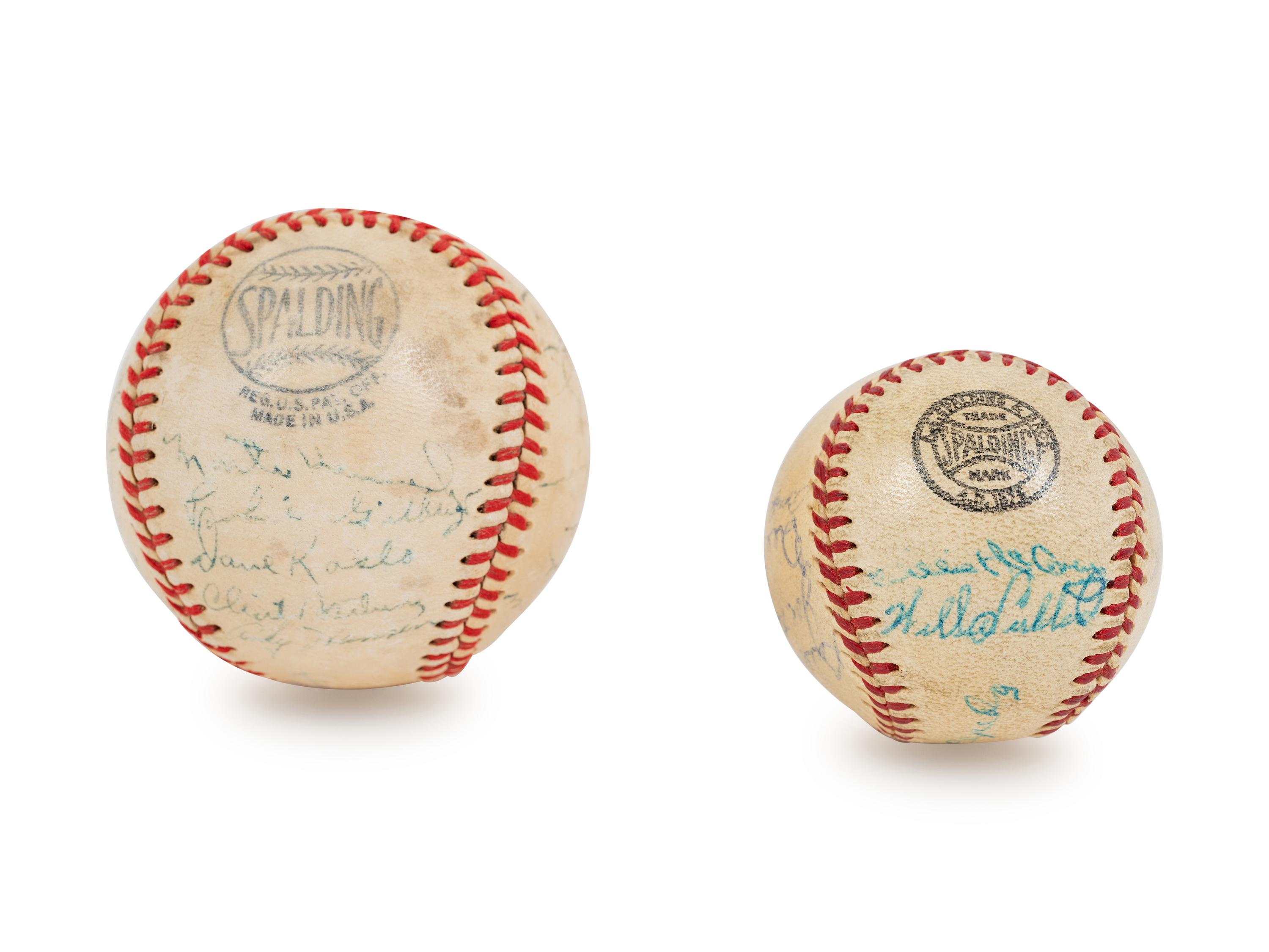 A 1950 New York Giants Team Signed Baseball Including Monte Irvin and A 1960 San Francisco Giants Team Signed Mini Baseball Including Orlando Cepeda and Willie McCovey (BAS Beckett Authentication Services Certified)