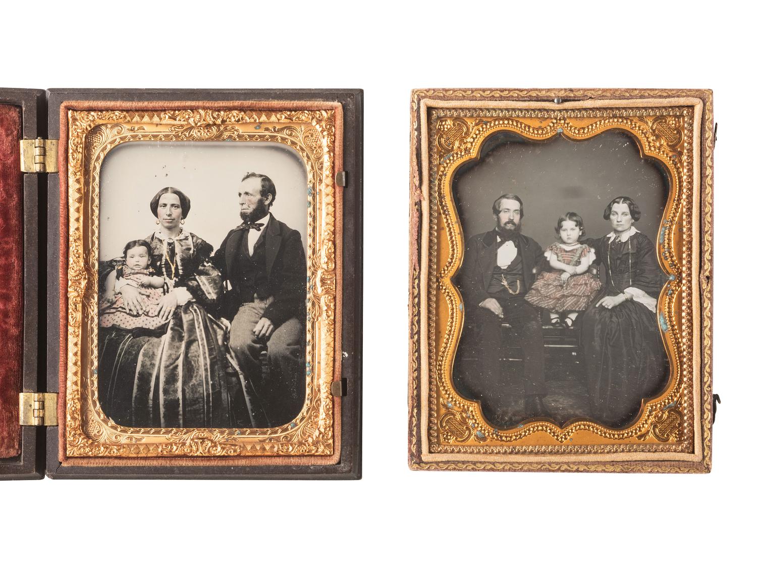 [EARLY PHOTOGRAPHY]. 5 lovely family and group portraits including 3 daguerreotype examples.