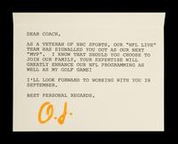 An O.J. Simpson Signed Note to Mike Ditka