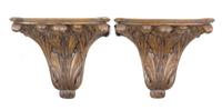 A Pair of Carved Oak Wall Brackets Height 15 5/8 inches. — 20TH CENTURY