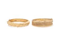 COLLECTION OF YELLOW GOLD BANGLE BRACELETS