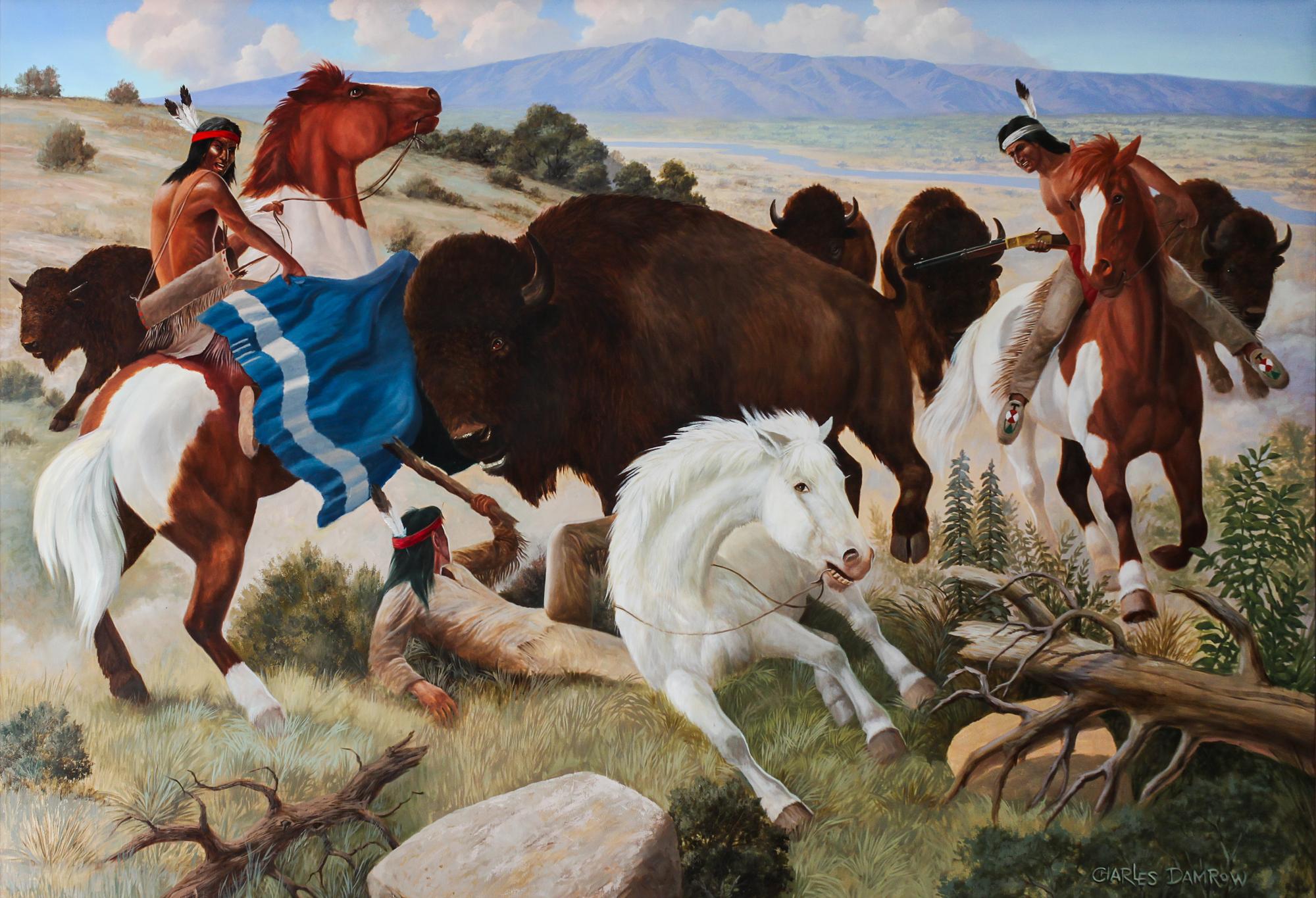 Charles Damrow, (American, 1916-1989), Pursuit Gone Wrong