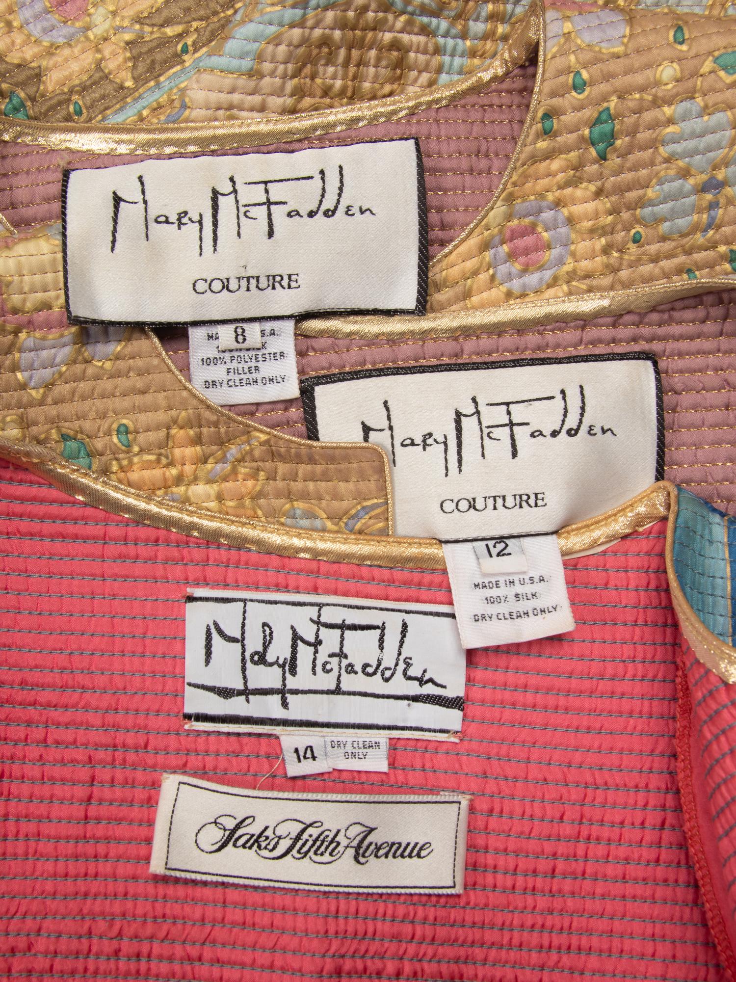 Three Mary McFadden Quilted Silk Jackets