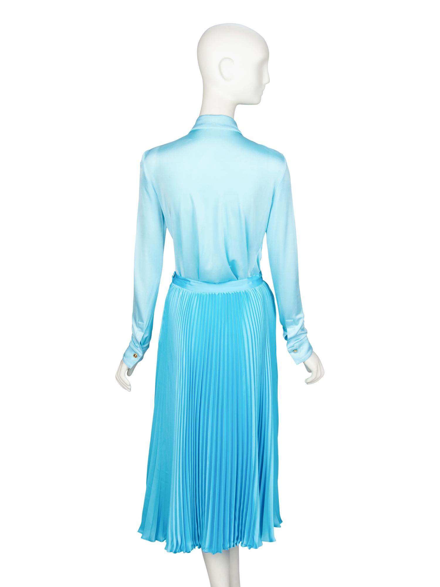 VERSACE, LIGHT BLUE SKIRT ENSEMBLE