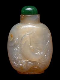 Two Chinese Carved Agate Snuff Bottles