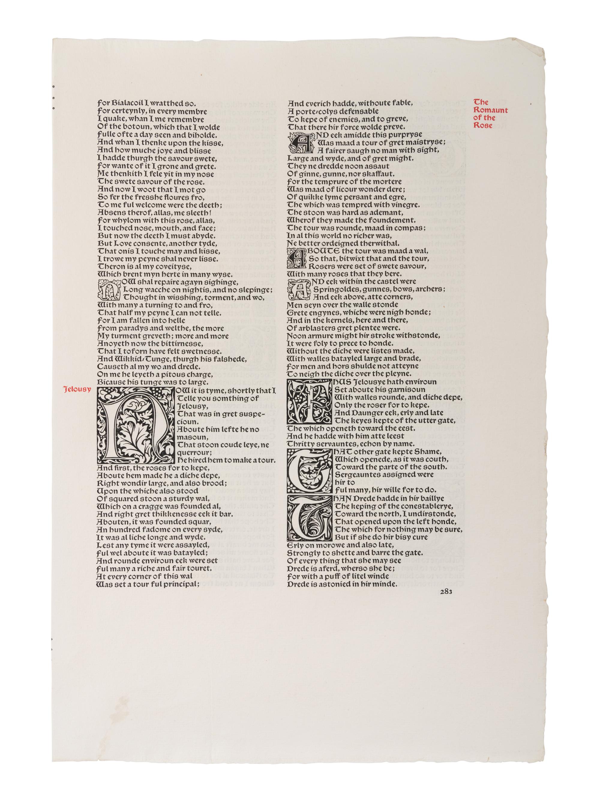 [FINE PRESS -- KELMSCOTT PRESS]. PIRAGES, Philip J. Letters from the 15th Century: On the Origins of the Kelmscott Chauer Typeface. A study, with specimen leaves, of the influence of the early German printers on William Morris' masterpiece. McMinnville, OR: Printed for the Author, 2019.