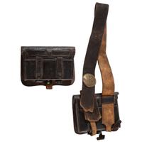 Lot of Two U.S. Pattern 1861 Cartridge Boxes with Plates (One Broken Sling & Breast Plate)