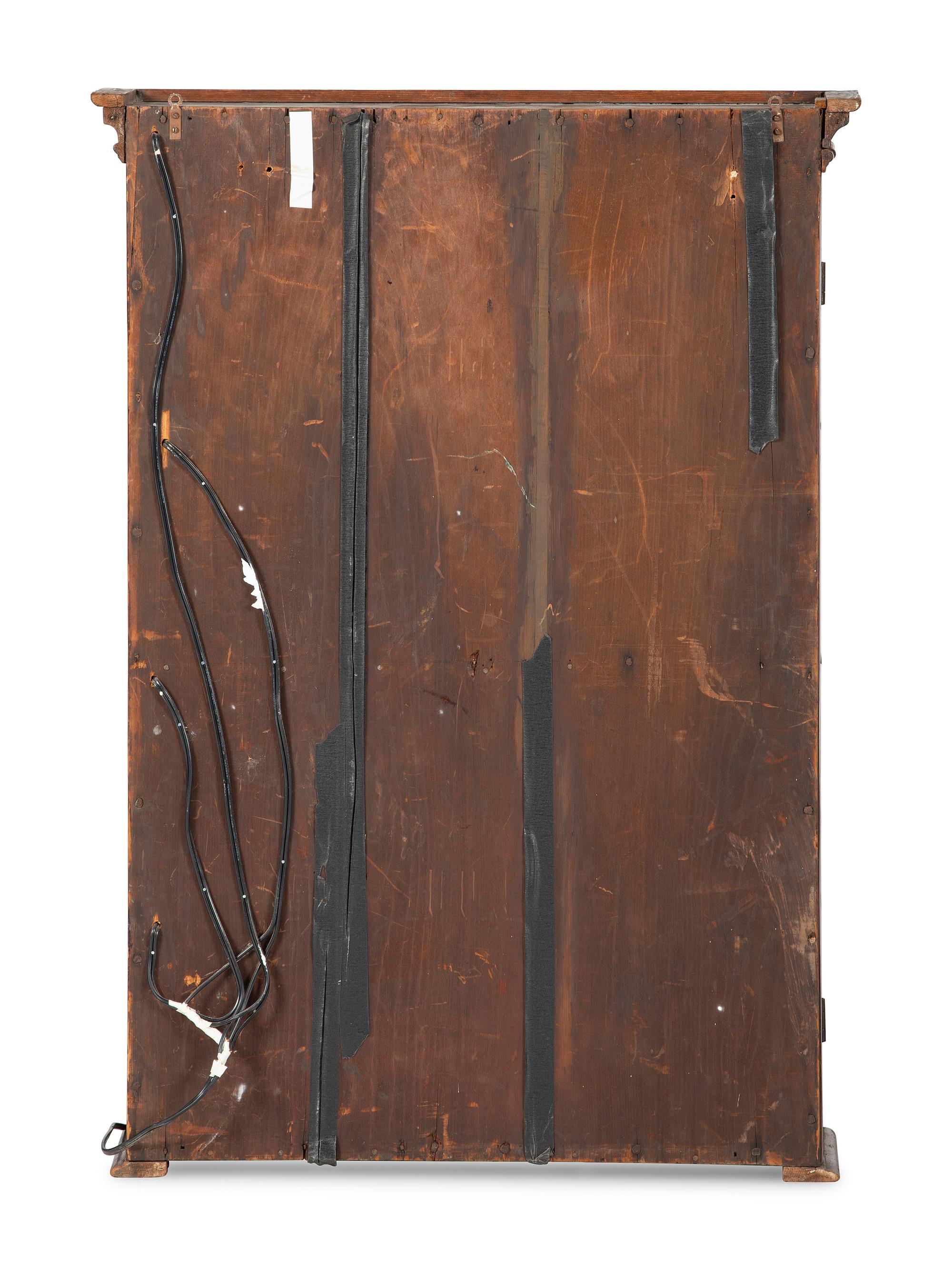 A Country Chippendale Stained Pine Hanging Cabinet