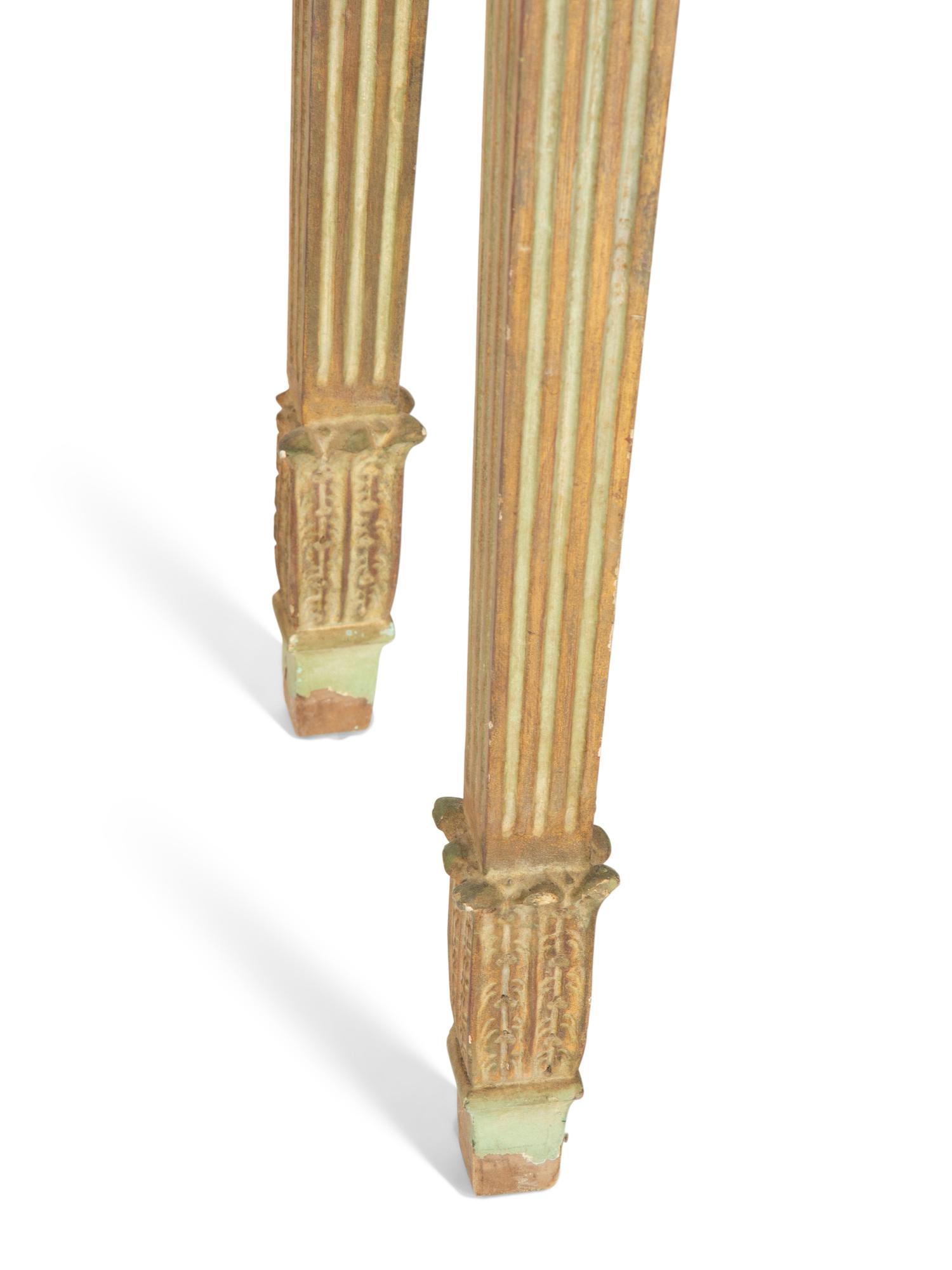 An Italian Louis XVI Style Green-Painted and Parcel Gilt Console Table