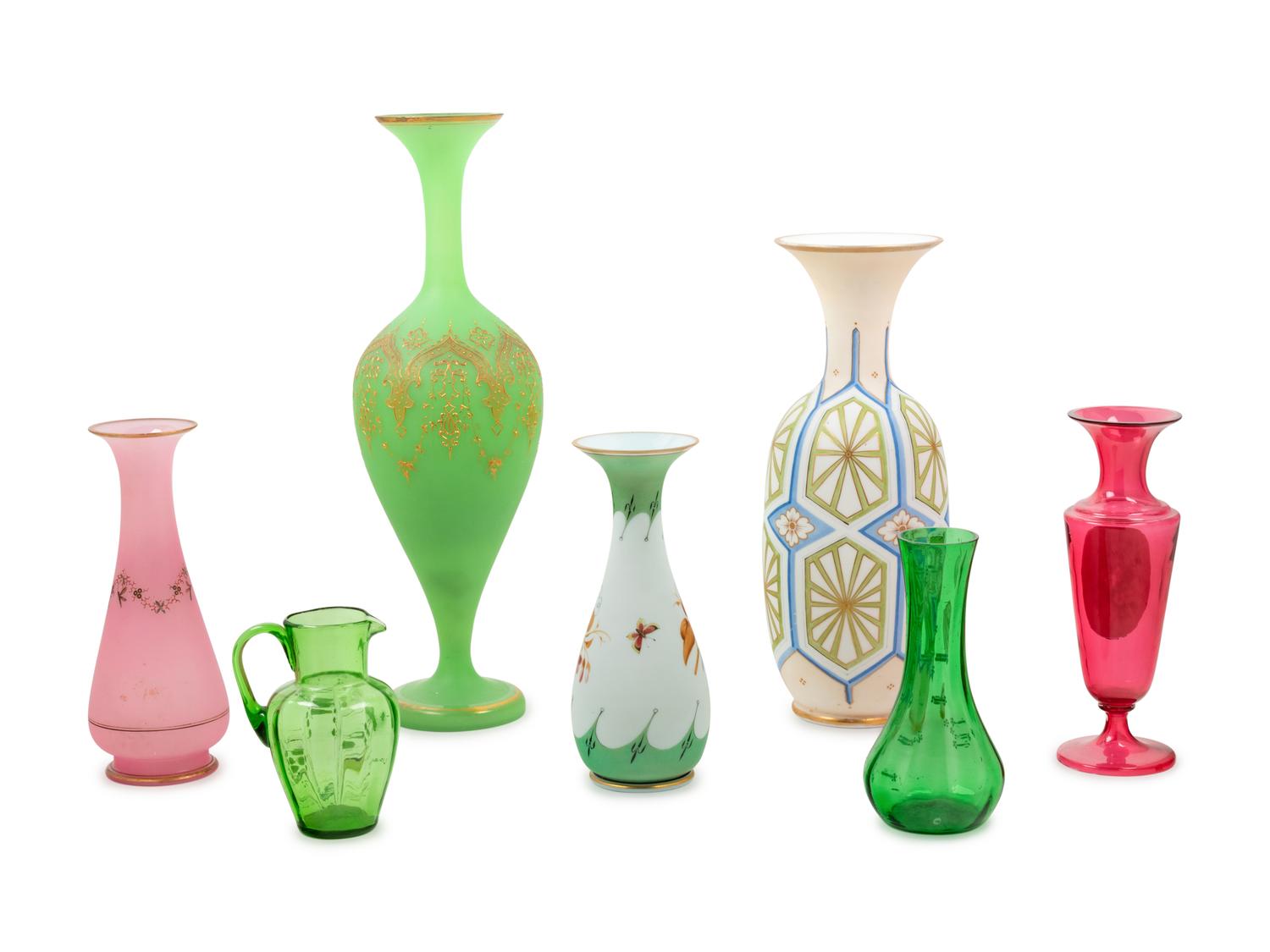 Seven Enameled Glass Articles