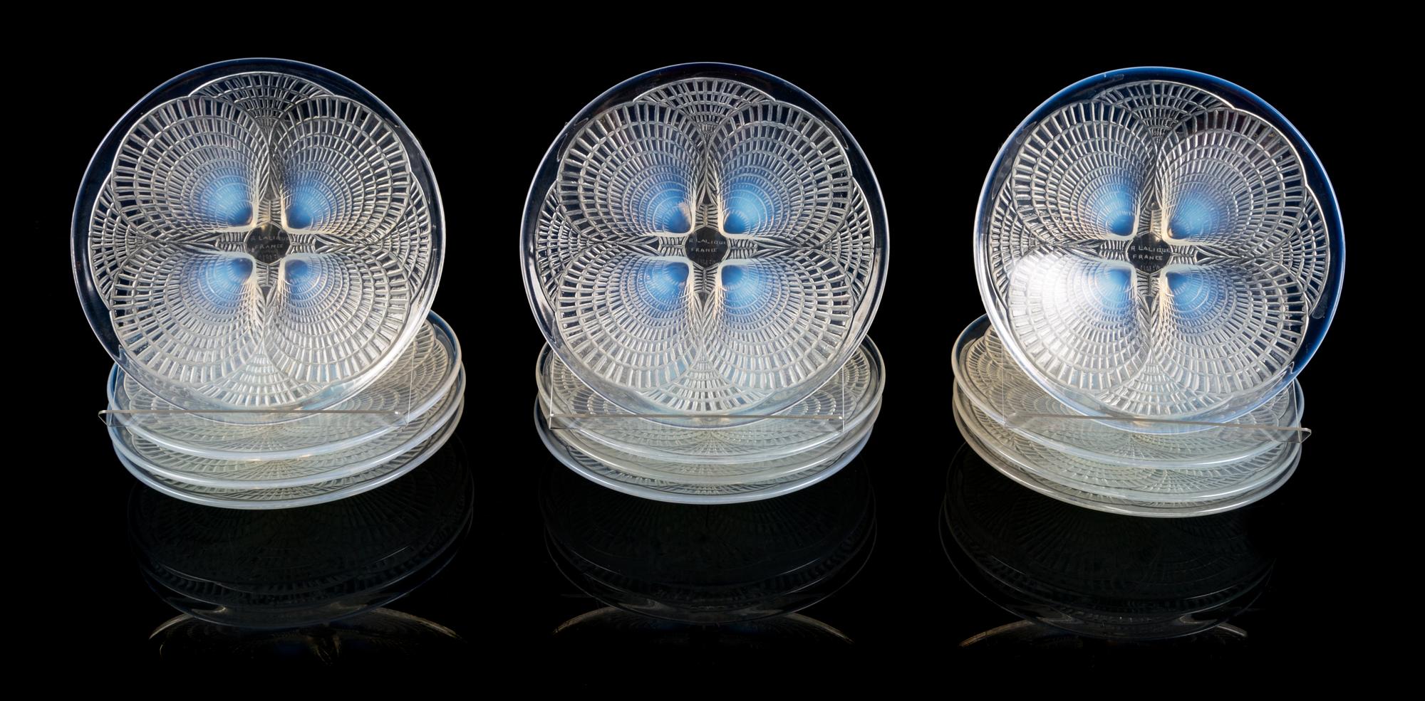 Rene Lalique, (French, 1860-1945), a set of 12 Coquilles salad plates, no. 3013