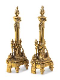 A Neoclassical Gilt Metal Fireplace Suite