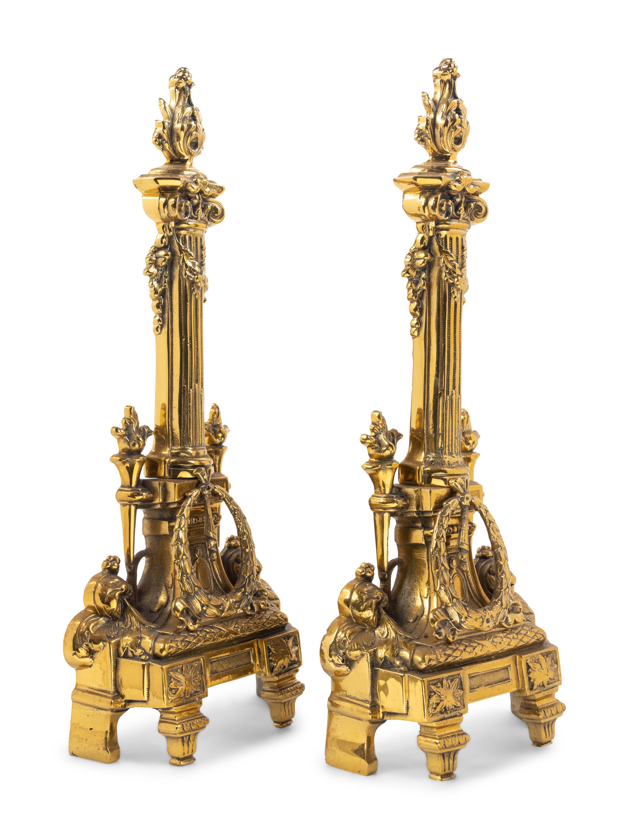 A Neoclassical Gilt Metal Fireplace Suite