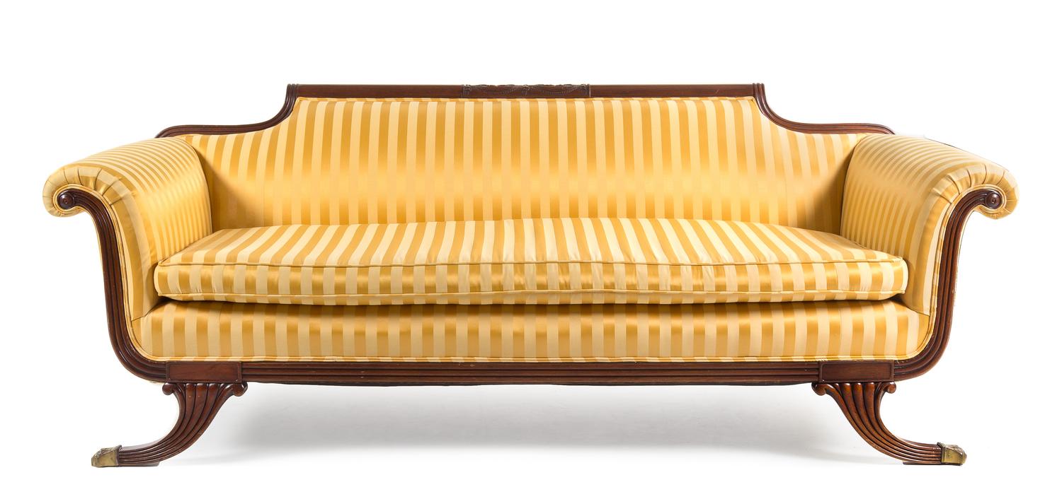 A Federal Style Mahogany Settee Height 31 x width 84 x depth 35 inches. — LATE 19TH CENTURY