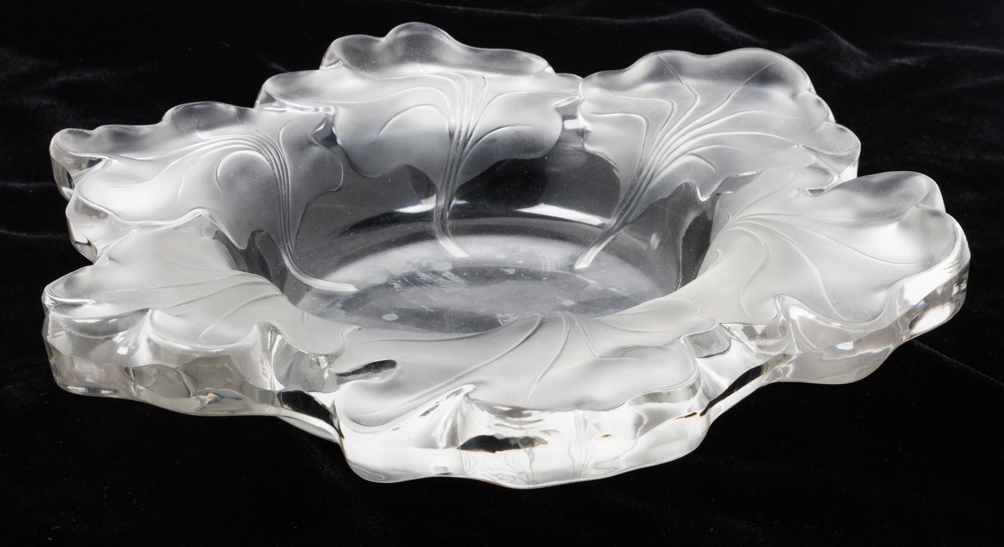 A Lalique Coupe Width 12 1/8 inches.