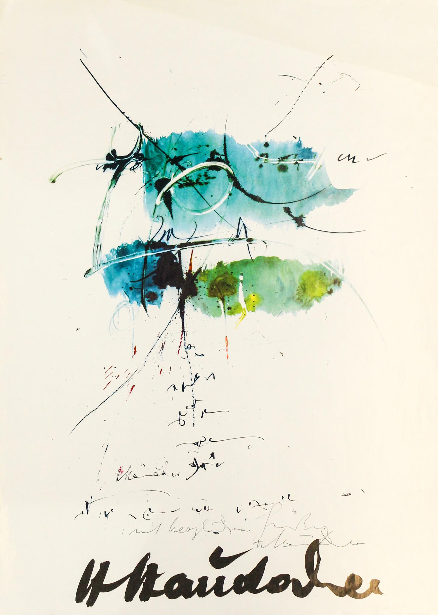 After Hans Staudacher, (Austrian, b. 1923), Exhibition poster signed ink on verso, 1967