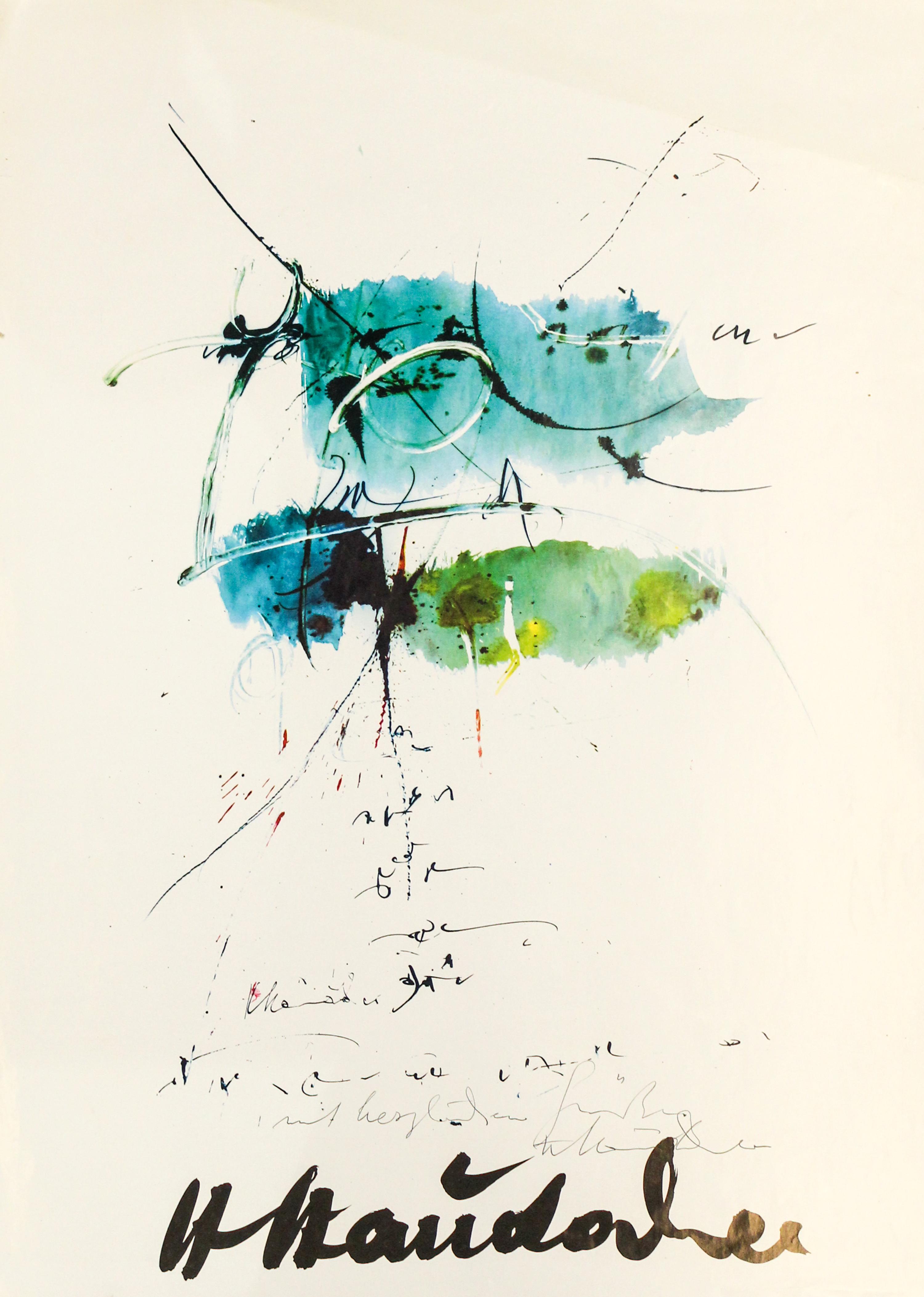 After Hans Staudacher, (Austrian, b. 1923), Exhibition poster signed ink on verso, 1967