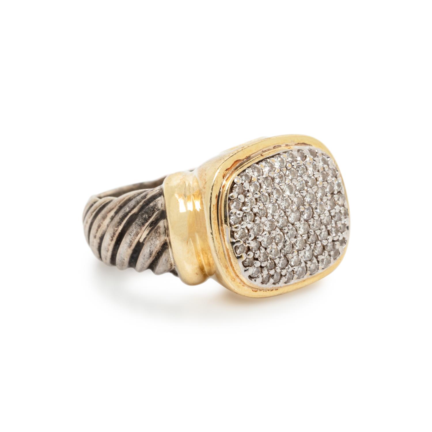 DAVID YURMAN, YELLOW GOLD, DIAMOND, AND SILVER RING