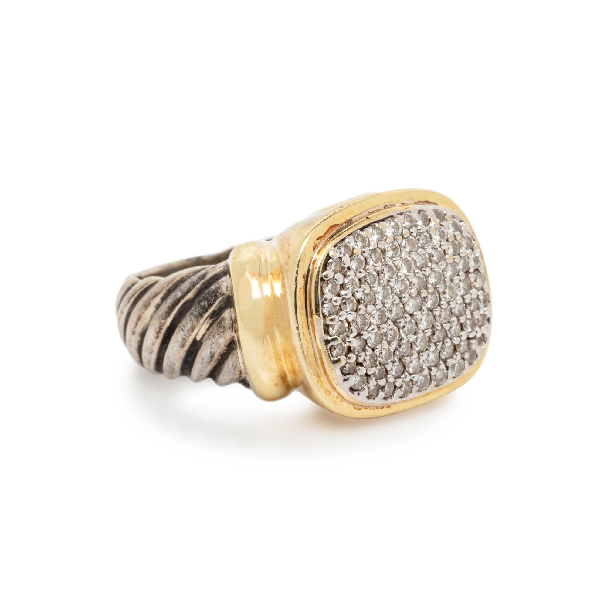DAVID YURMAN, YELLOW GOLD, DIAMOND, AND SILVER RING