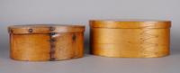 A Group of Two Shaker Wood Boxes, Width of widest 13 5/8 inches.