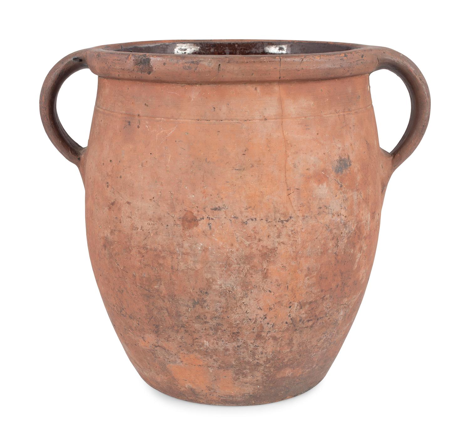 Four Redware Jars with Interior Glaze